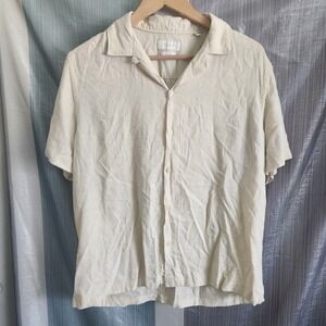 Porter and Ash Mens Medium Cream Rayon Linen Blend Short Sleeve Camp Shirt
